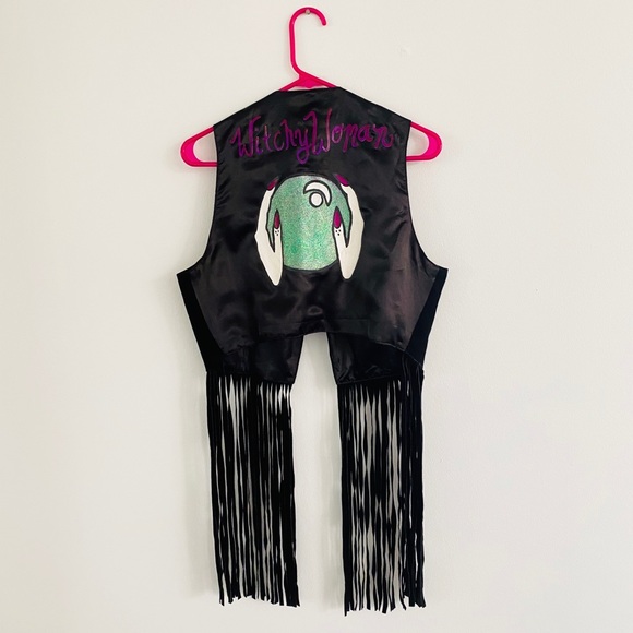 Vintage Jackets & Blazers - Vintage 1990s Witchy Woman Leather Fringe Vest XL